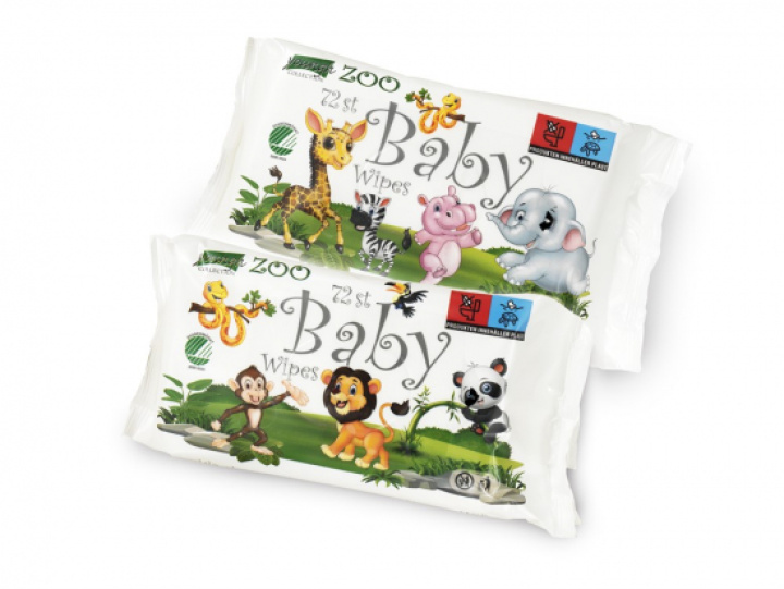 Baby Zoo Wet Wipes 72 st i gruppen Babyutstyr / Baderom og utstyr / Omsorg hos Köpbarnvagn (7317280000020)