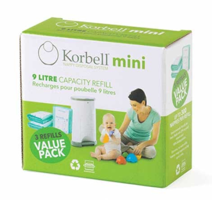 Korbell Mini Refill 3-Pack i gruppen Babyutstyr / Baderom og utstyr / Bleijebøtter & refiller hos Köpbarnvagn (KORB142488)